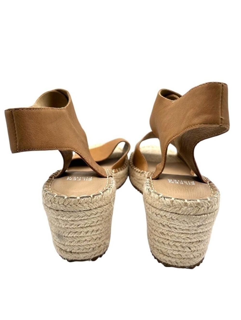 Eileen Fisher Tan Leather Espadrille Wedge Sandals Ankle Strap Womens Size 11 - Picture 7 of 10